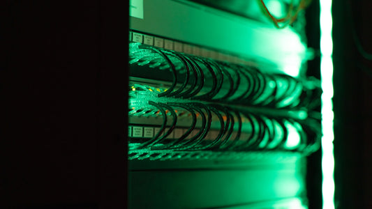 Close-up of a server in a server room, representing power and cooling infrastructure